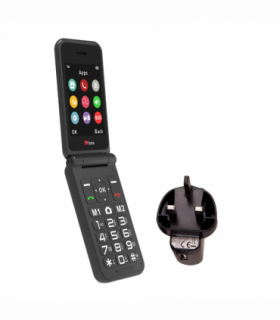 TTfone Black TT760 Flip 4G Mobile with Mains Charger, O2 SIM