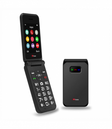 TTfone Black TT760 Flip 4G Mobile with USB C Cable, O2 SIM
