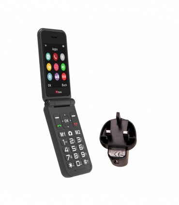 TTfone Black TT760 Flip 4G Mobile with USB C Mains Charger
