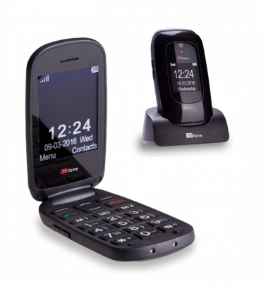 TTfone Lunar TT750 Black Flip Big Button Easy Menu Mobile with EE Pay As You Go SIM