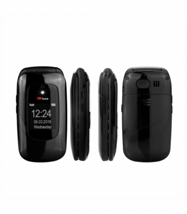 TTfone Lunar TT750 Black Flip Big Button Easy Menu Mobile with EE Pay As You Go SIM