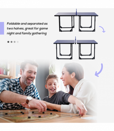 Tennis Table Ping Pong Foldable with Net Game Steel 183cm Indoor, Blue HOMCOM