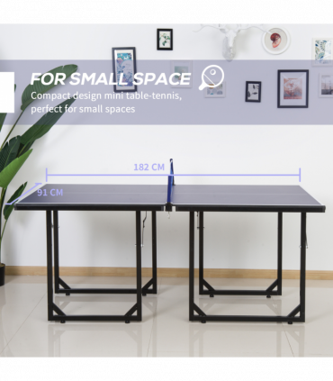 Tennis Table Ping Pong Foldable with Net Game Steel 183cm Indoor, Blue HOMCOM