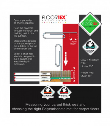 Ultimat® Polycarbonate Rectangular Chair Mat for Carpets up to 12mm - 75 x 119cm