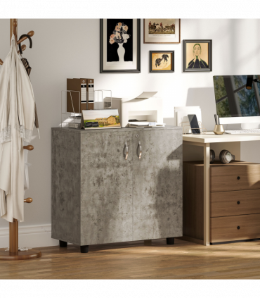 Vinsetto 2-Tier Locking Filing Cabinet Office Storage Cabinet, Grey