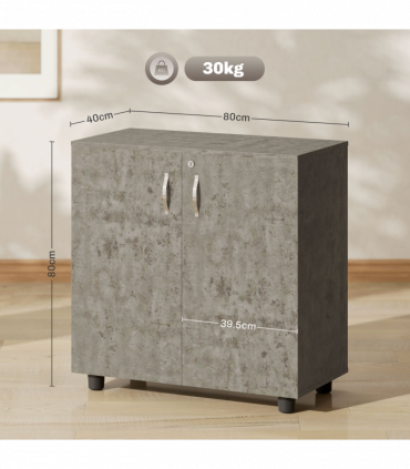 Vinsetto 2-Tier Locking Filing Cabinet Office Storage Cabinet, Grey