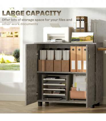 Vinsetto 2-Tier Locking Filing Cabinet Office Storage Cabinet, Grey