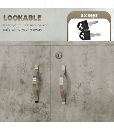 Vinsetto 2-Tier Locking Filing Cabinet Office Storage Cabinet, Grey