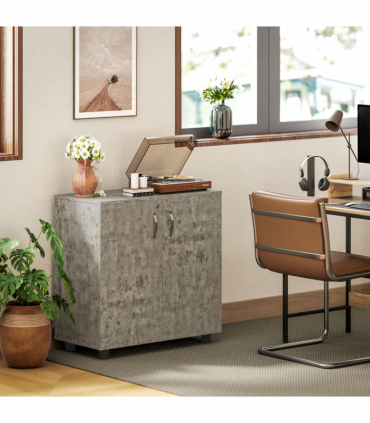 Vinsetto 2-Tier Locking Filing Cabinet Office Storage Cabinet, Grey