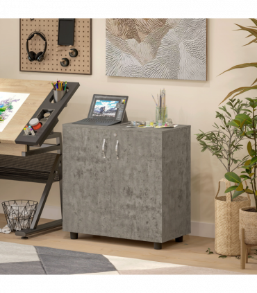 Vinsetto 2-Tier Locking Filing Cabinet Office Storage Cabinet, Grey