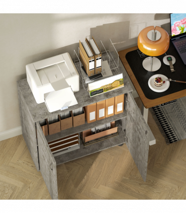 Vinsetto 2-Tier Locking Filing Cabinet Office Storage Cabinet, Grey