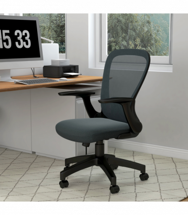 Vinsetto Mesh Office Chair, Computer Chair with Adjustable Armrest, Grey
