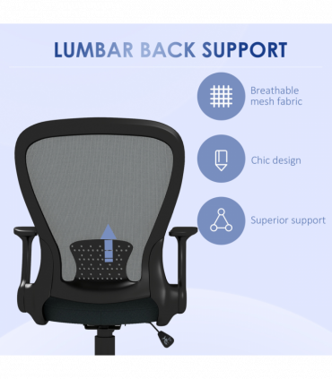 Vinsetto Mesh Office Chair, Computer Chair with Adjustable Armrest, Grey