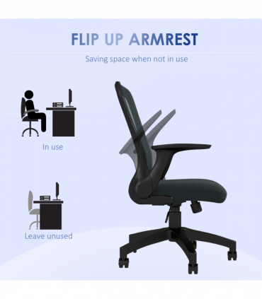 Vinsetto Mesh Office Chair, Computer Chair with Adjustable Armrest, Grey