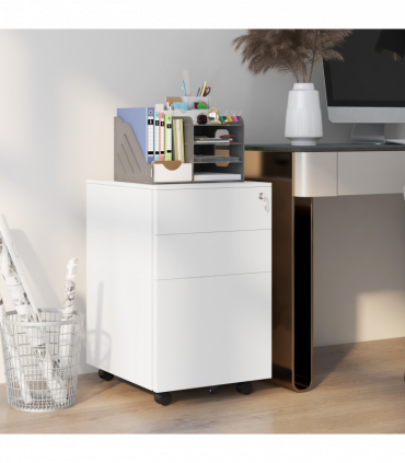 Vinsetto Steel File Cabinet with Lock Hanging Bar for Letter A4 Legal Size White