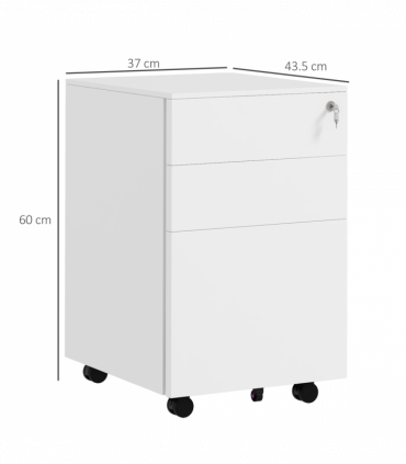 Vinsetto Steel File Cabinet with Lock Hanging Bar for Letter A4 Legal Size White