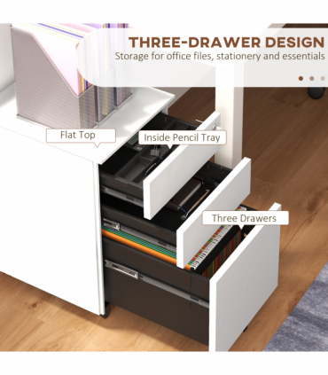 Vinsetto Steel File Cabinet with Lock Hanging Bar for Letter A4 Legal Size White