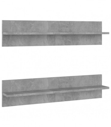 Wall Shelf 2 pcs Concrete Grey 80x11.5x18 cm Engineered Wood
