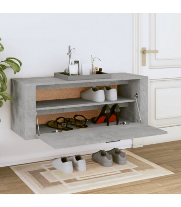 Wall Shoe Cabinet Concrete Grey 100x35x38 cm Engineered Wood