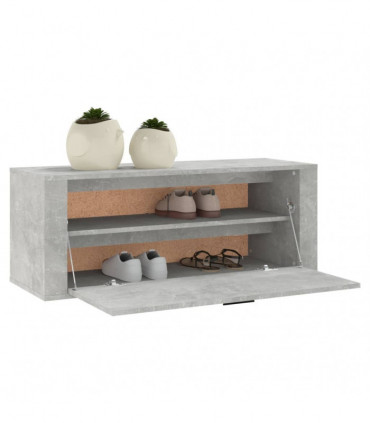Wall Shoe Cabinet Concrete Grey 100x35x38 cm Engineered Wood