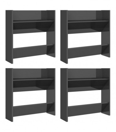 vidaXL Wall Shoe Cabinets 4 pcs High Gloss Grey 60x18x60 cm Engineered Wood