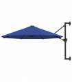 Wall-Mounted Parasol with Metal Pole 300 cm Blue