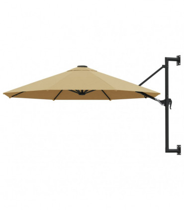 Wall-Mounted Parasol with Metal Pole 300 cm Taupe