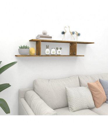 Wall-Mounted TV Shelf Smoked Oak 125x18x23 cm Engineered Wood