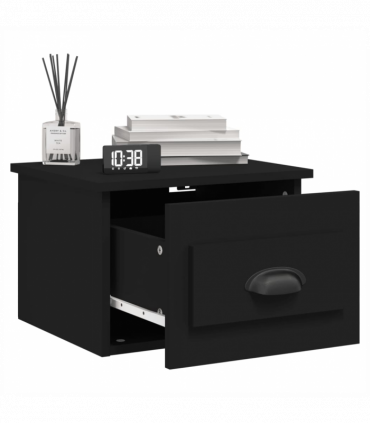 vidaXL Wall-mounted Bedside Cabinet Black 41.5x36x28cm