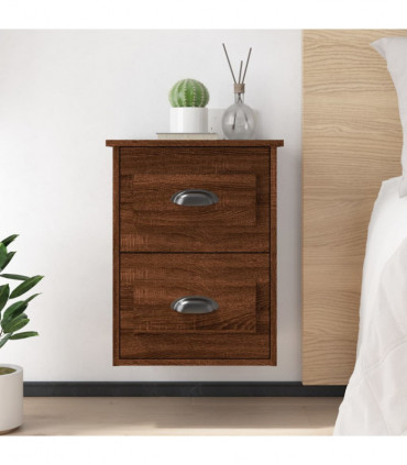 vidaXL Wall-mounted Bedside Cabinet Brown Oak 41.5x36x53cm