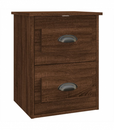 vidaXL Wall-mounted Bedside Cabinet Brown Oak 41.5x36x53cm
