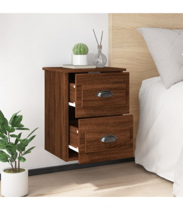 vidaXL Wall-mounted Bedside Cabinet Brown Oak 41.5x36x53cm