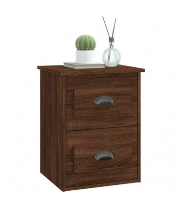 vidaXL Wall-mounted Bedside Cabinet Brown Oak 41.5x36x53cm