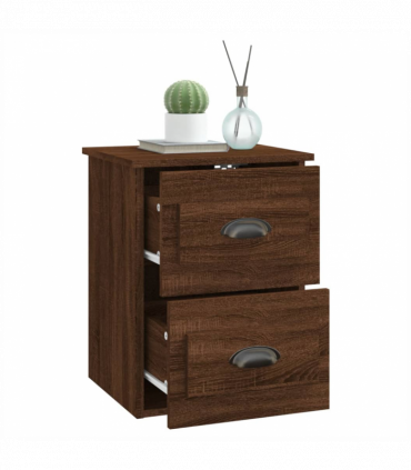 vidaXL Wall-mounted Bedside Cabinet Brown Oak 41.5x36x53cm