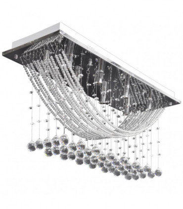 White Ceiling Lamp with Glittering Glass Crystal Beads 8 x G9 29 cm