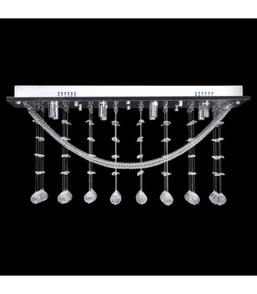 White Ceiling Lamp with Glittering Glass Crystal Beads 8 x G9 29 cm