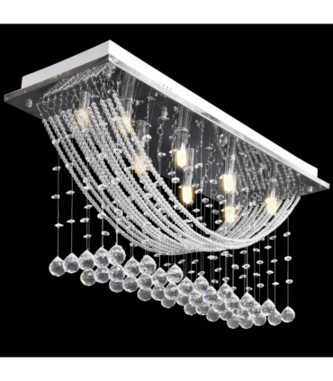 White Ceiling Lamp with Glittering Glass Crystal Beads 8 x G9 29 cm