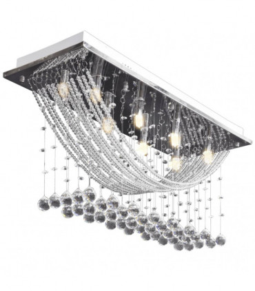 White Ceiling Lamp with Glittering Glass Crystal Beads 8 x G9 29 cm