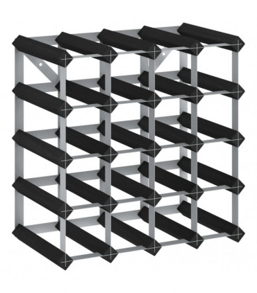 Wine Rack for 20 Bottles Black Solid Pine Wood