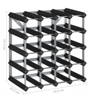 Wine Rack for 20 Bottles Black Solid Pine Wood