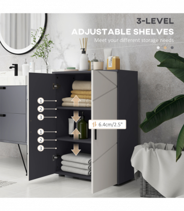 kleankin Bathroom Storage Cabinet, Small Bathroom Cabinet with Soft Close Doors