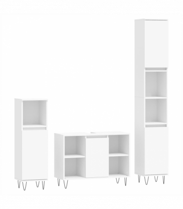 vidaXL 3 Piece Bathroom Furniture Set White Engineered Wood