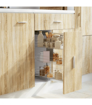 vidaXL 3-Tier Pull-out Kitchen Wire Basket Silver 47x25x56 cm