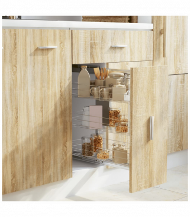 vidaXL 3-Tier Pull-out Kitchen Wire Basket Silver 47x25x56 cm