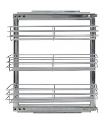 vidaXL 3-Tier Pull-out Kitchen Wire Basket Silver 47x25x56 cm