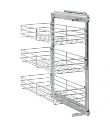 vidaXL 3-Tier Pull-out Kitchen Wire Basket Silver 47x25x56 cm
