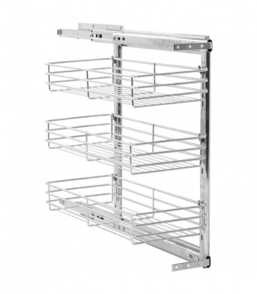 vidaXL 3-Tier Pull-out Kitchen Wire Basket Silver 47x25x56 cm
