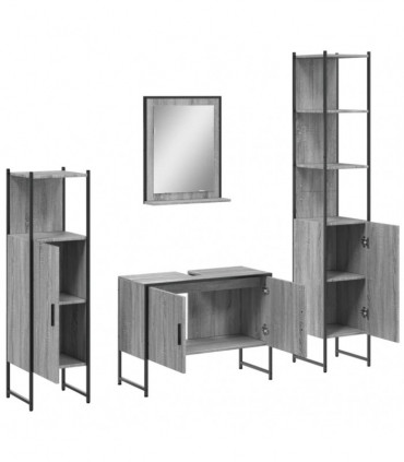 vidaXL 4 Piece Bathroom Cabinet Set Grey Sonoma Engineered Wood