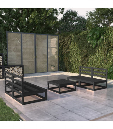 vidaXL 5 Piece Garden Lounge Set Black Solid Pinewood