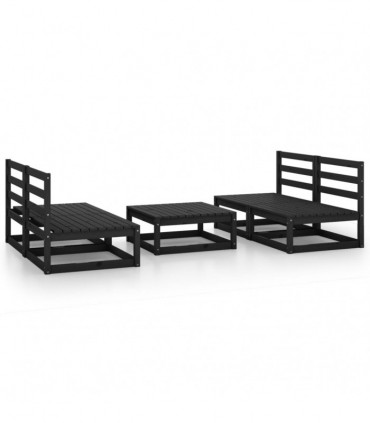 vidaXL 5 Piece Garden Lounge Set Black Solid Pinewood